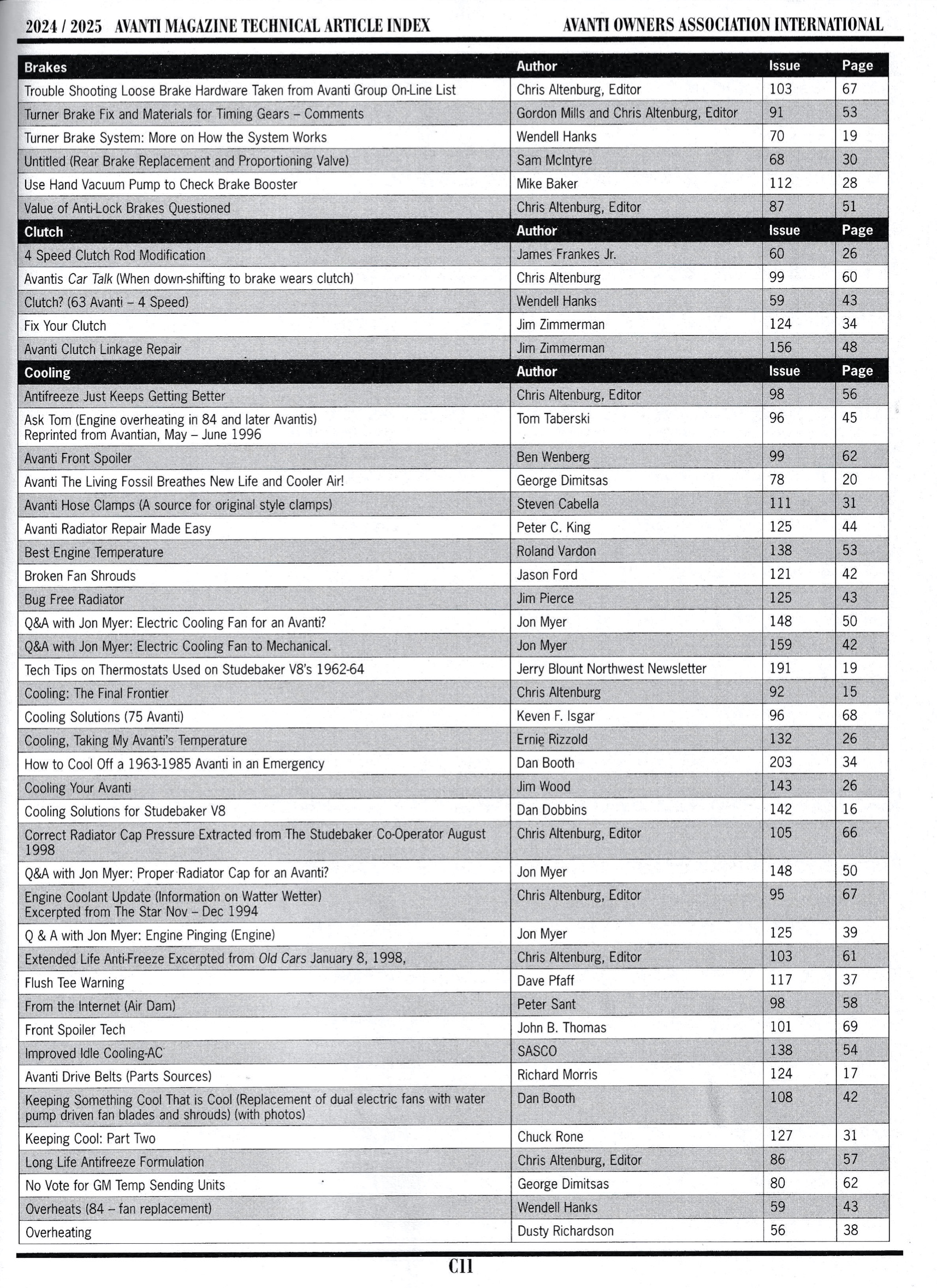 AOAI s Avanti Technical Article Index AOAI s Avanti Technical Article Index